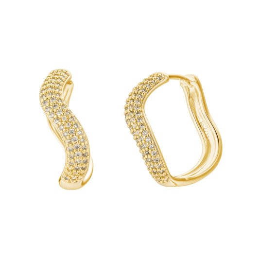 Pave Wave Hoop Earrings