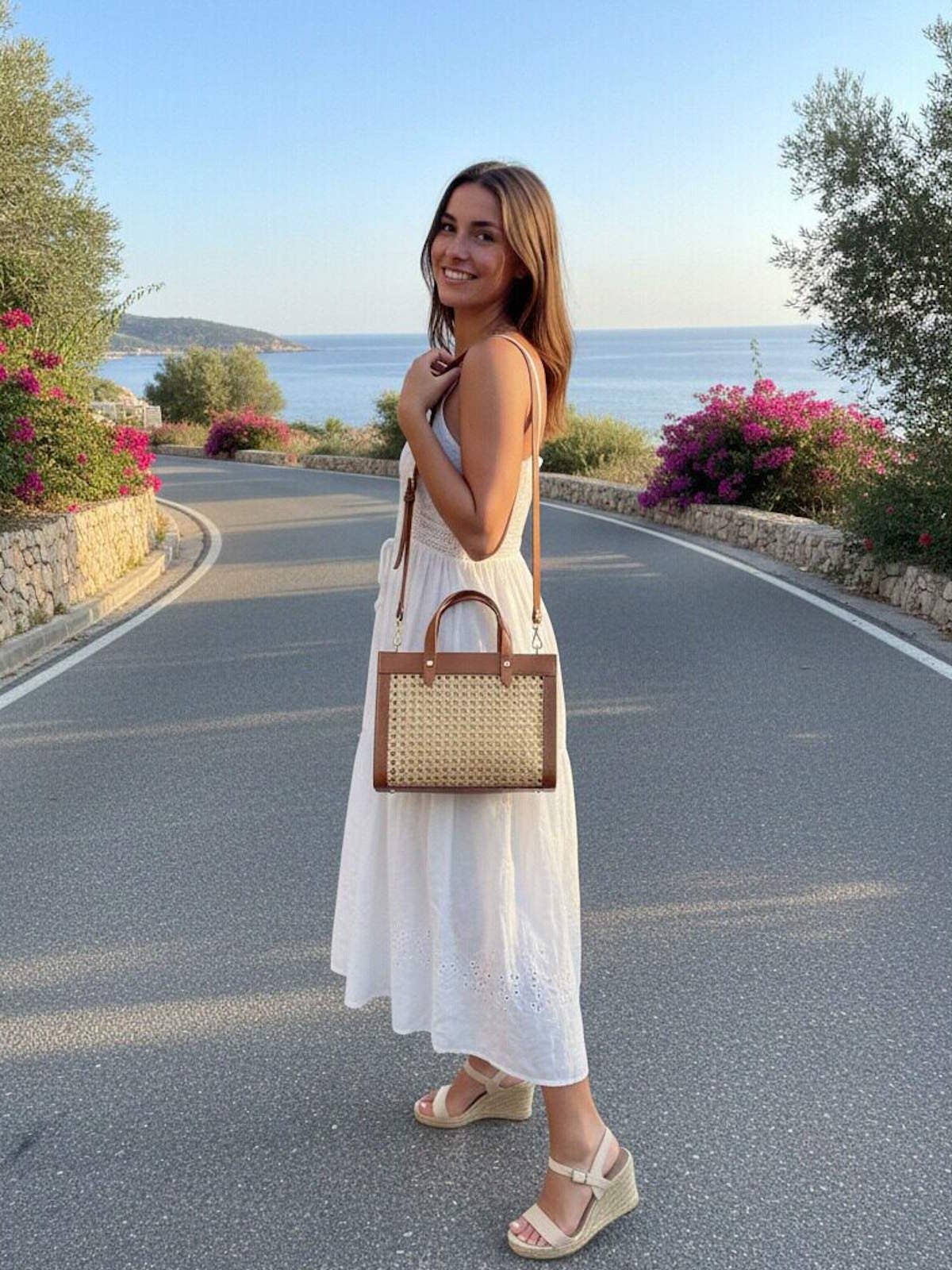 RUMI: Leather and Straw Handbag