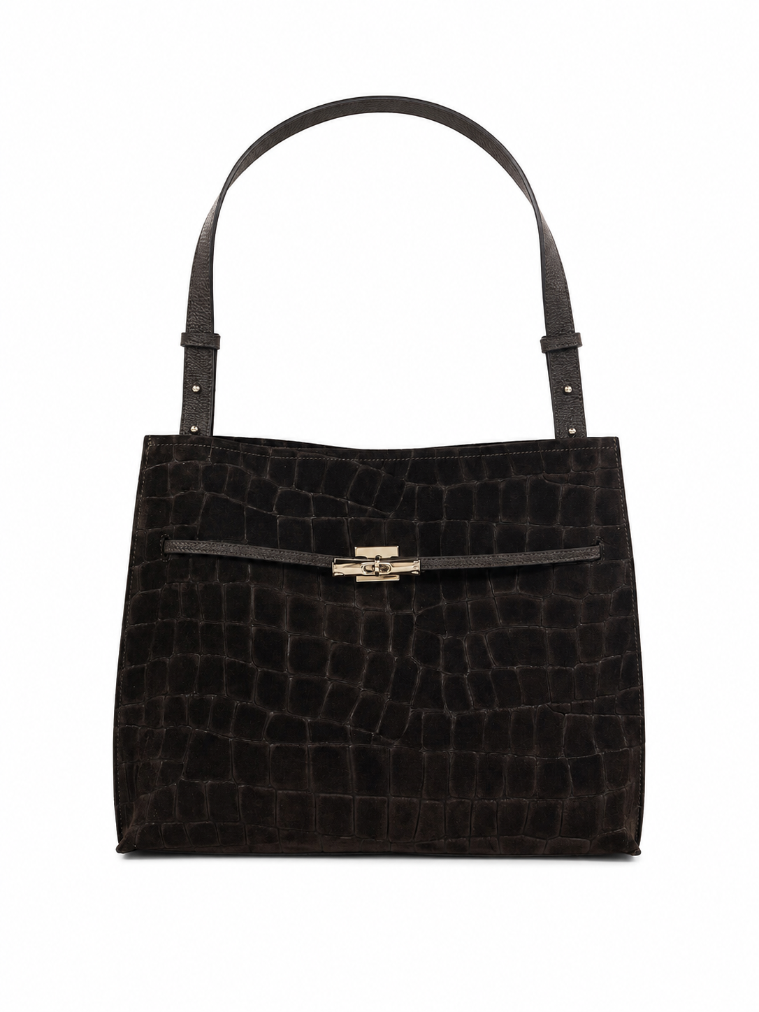 KODI- Leather & Suede Croc-Embossed Shoulder Tote