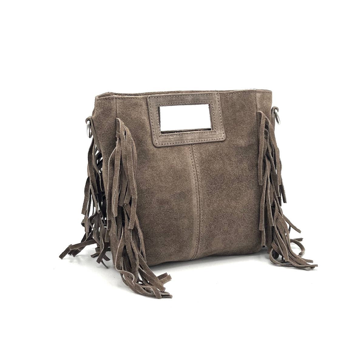 Suede fringe handbag, Made in Italy