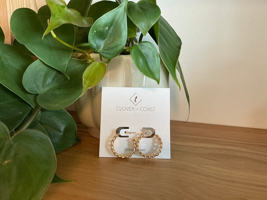 Chain link gold plated hoop earrings