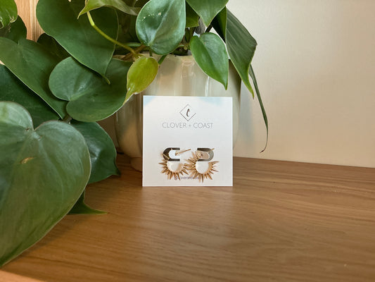 Sunburst gold plated hoop earrings
