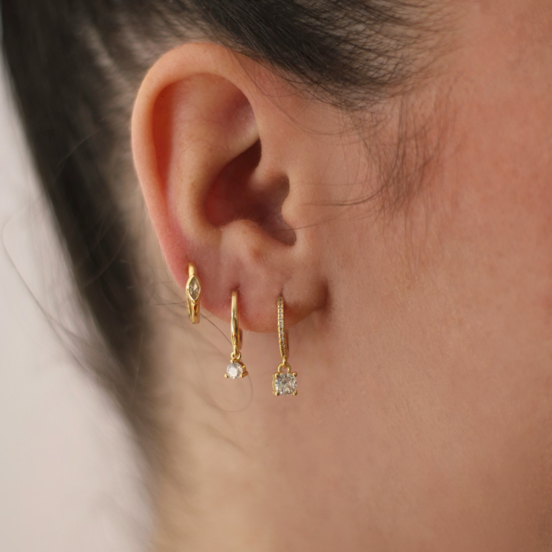 Oval Cut Huggie Hoop Earrings