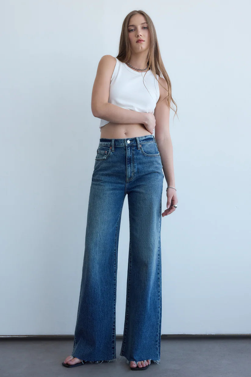 FAR OUT- High Rise Wide Leg Denim