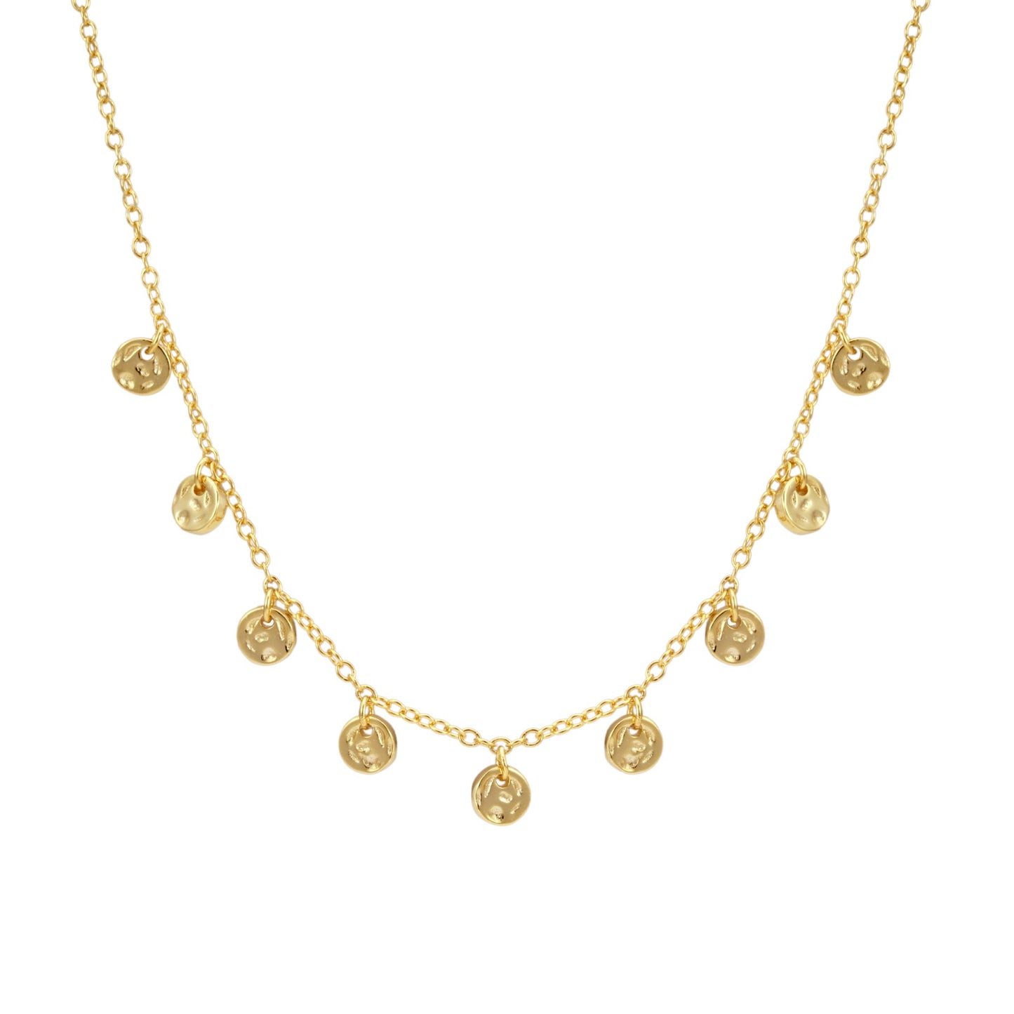 Hammered Disc Station Necklace