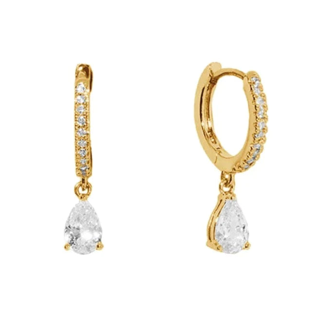 Pear Cut Drop Huggie Earrings