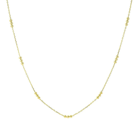 MINI TRIO GOLD BEAD STATION CHAIN NECKLACE