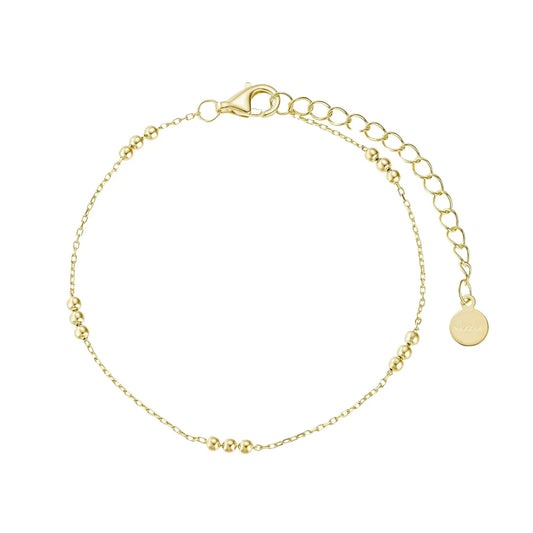 MINI TRIO GOLD BEAD STATION CHAIN BRACELET