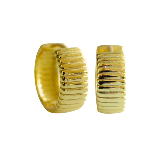 Gold Ribbed Hoop Earrings