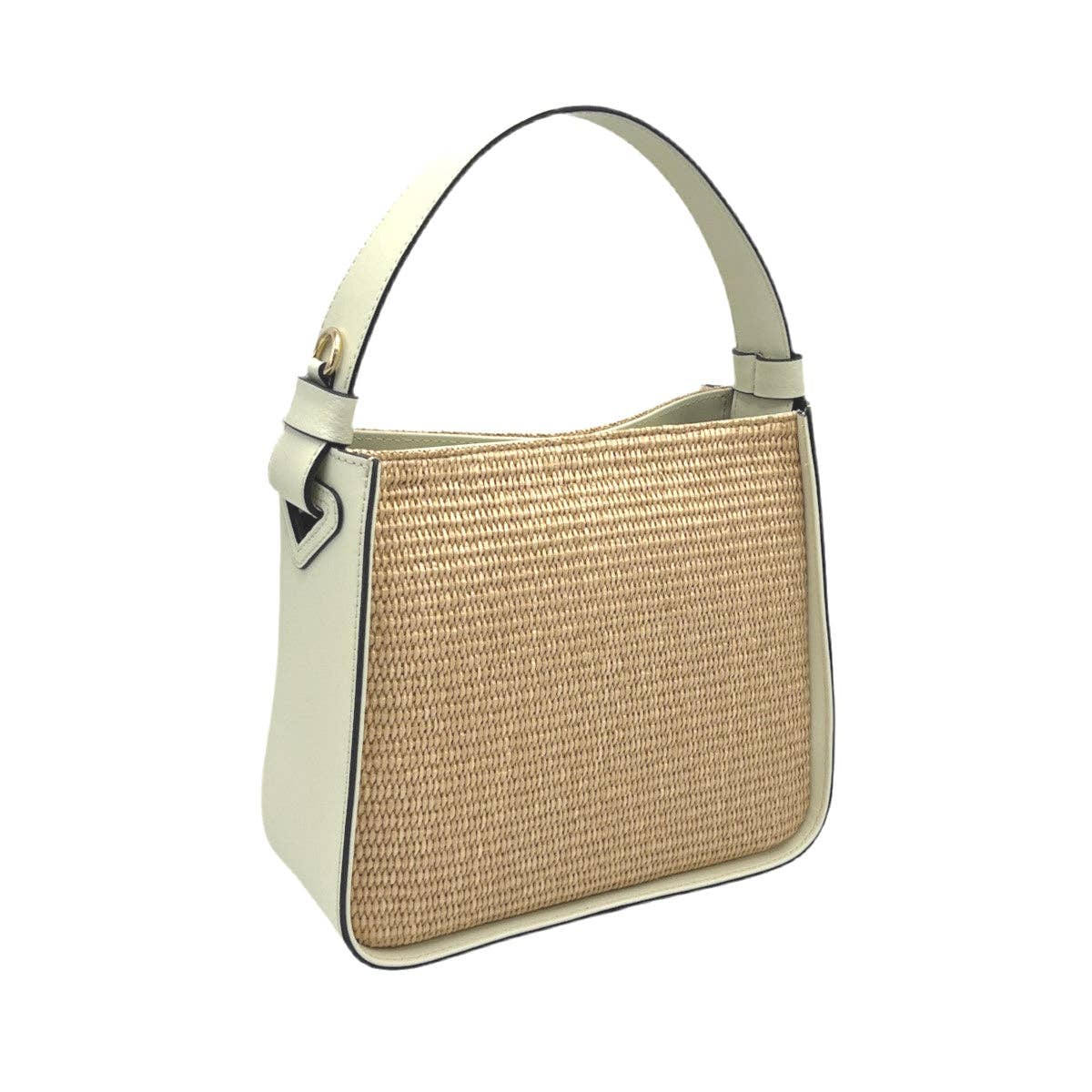 ISABELLA: Leather and Raffia Straw Handbag