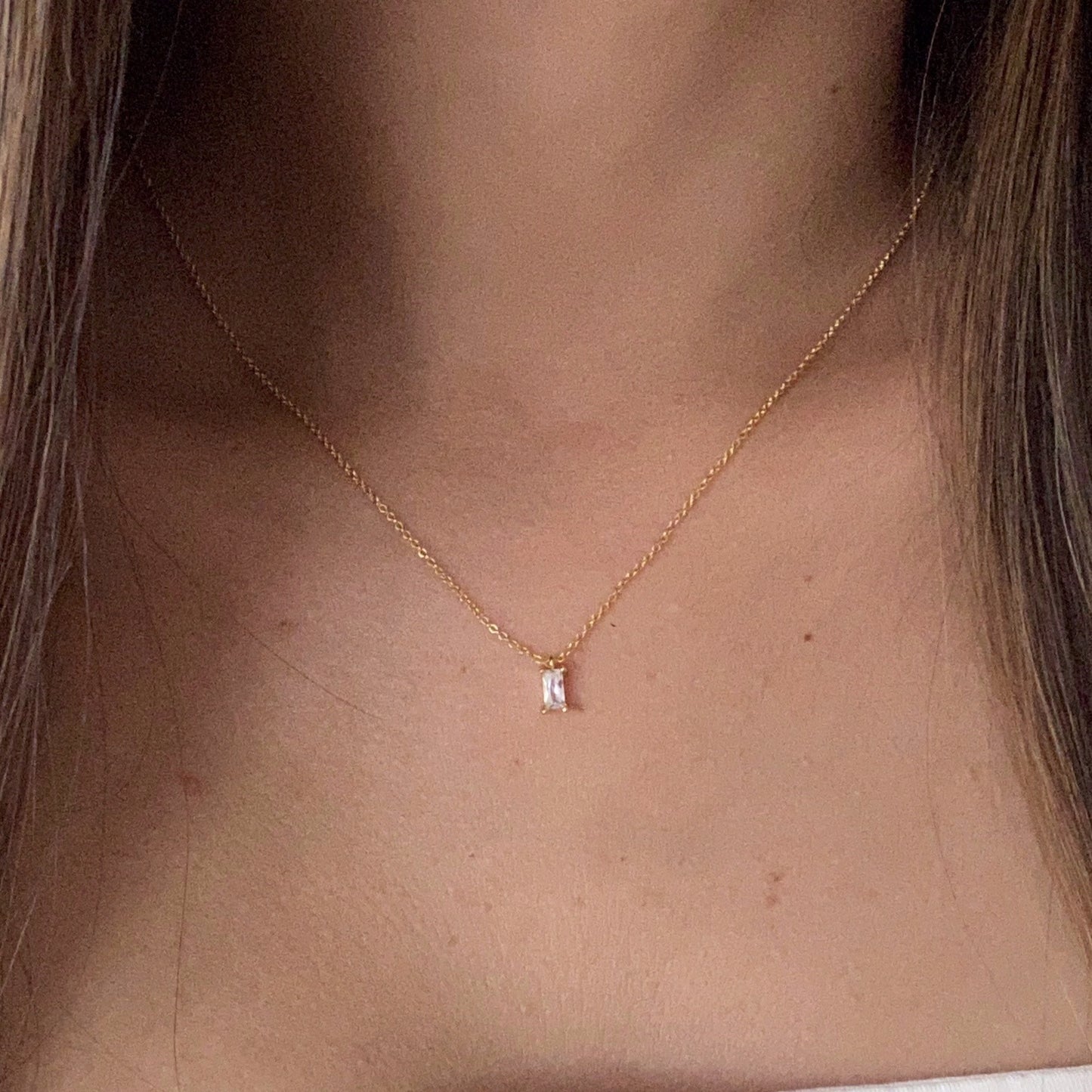 Mini Baguette Cut Pendant gold Necklace