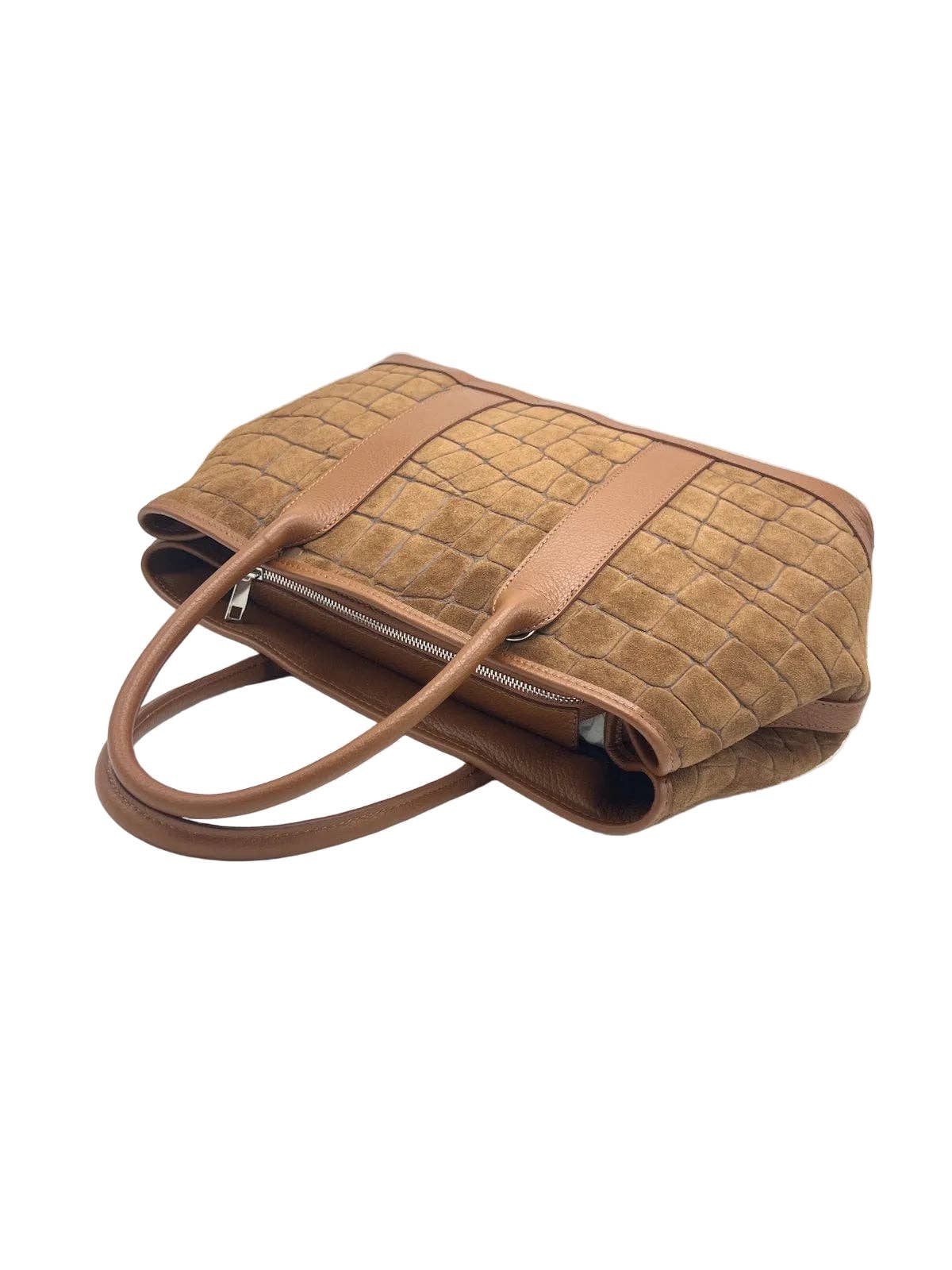SOPHIE-Leather & Suede Croc-Embossed Bag