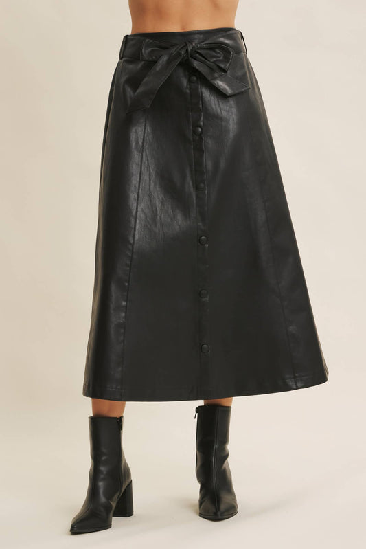 ALEXIS- Vegan Leather A-line Skirt