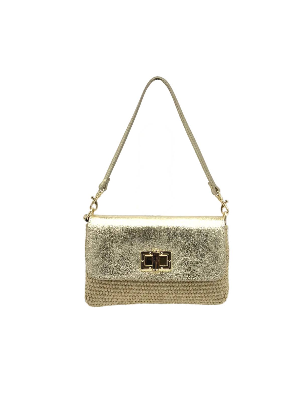 MARINA: Leather and Raffia Straw Mini