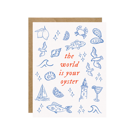 The World Is Your Oyster - Nautical Coastal Card
