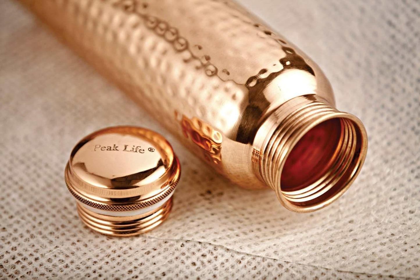 Glossy Hammered Copper Water Bottle