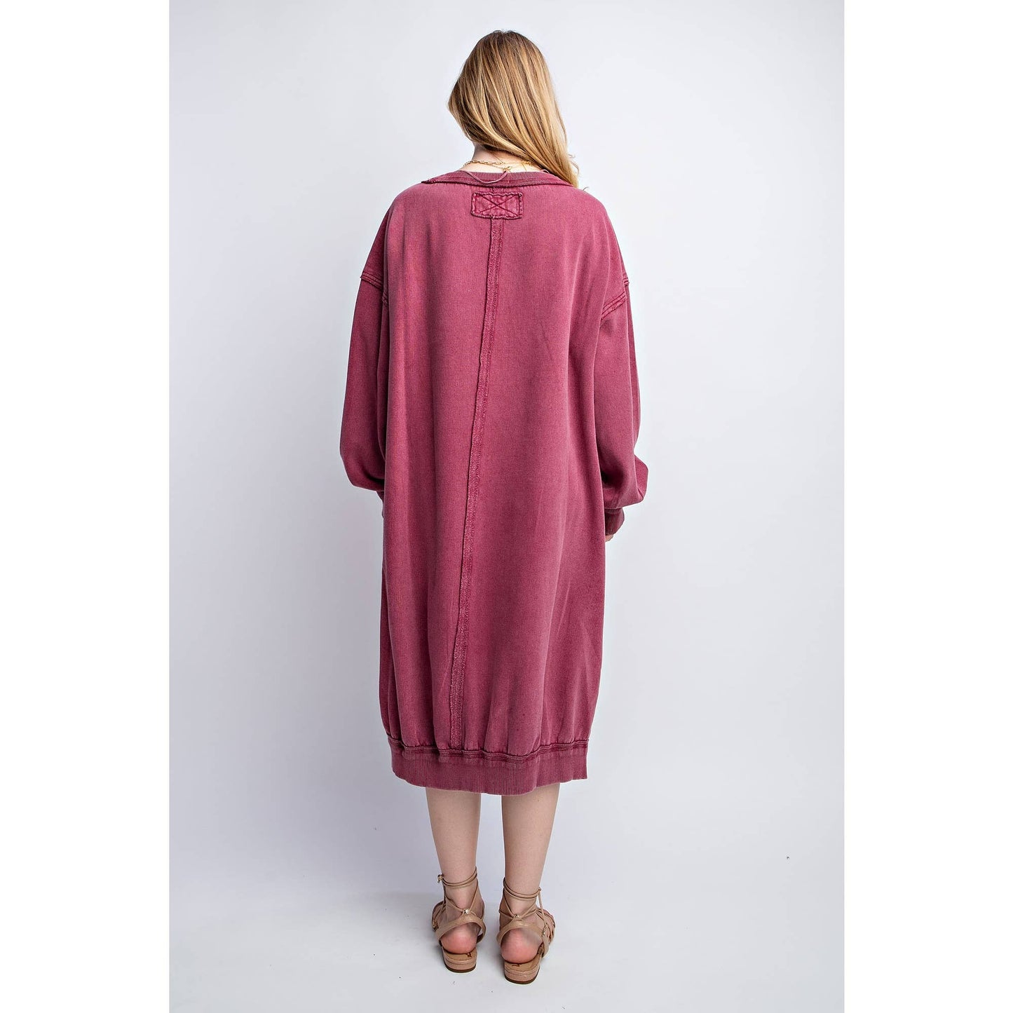 WASHED RELAXED FIT LONG DRESS: Black