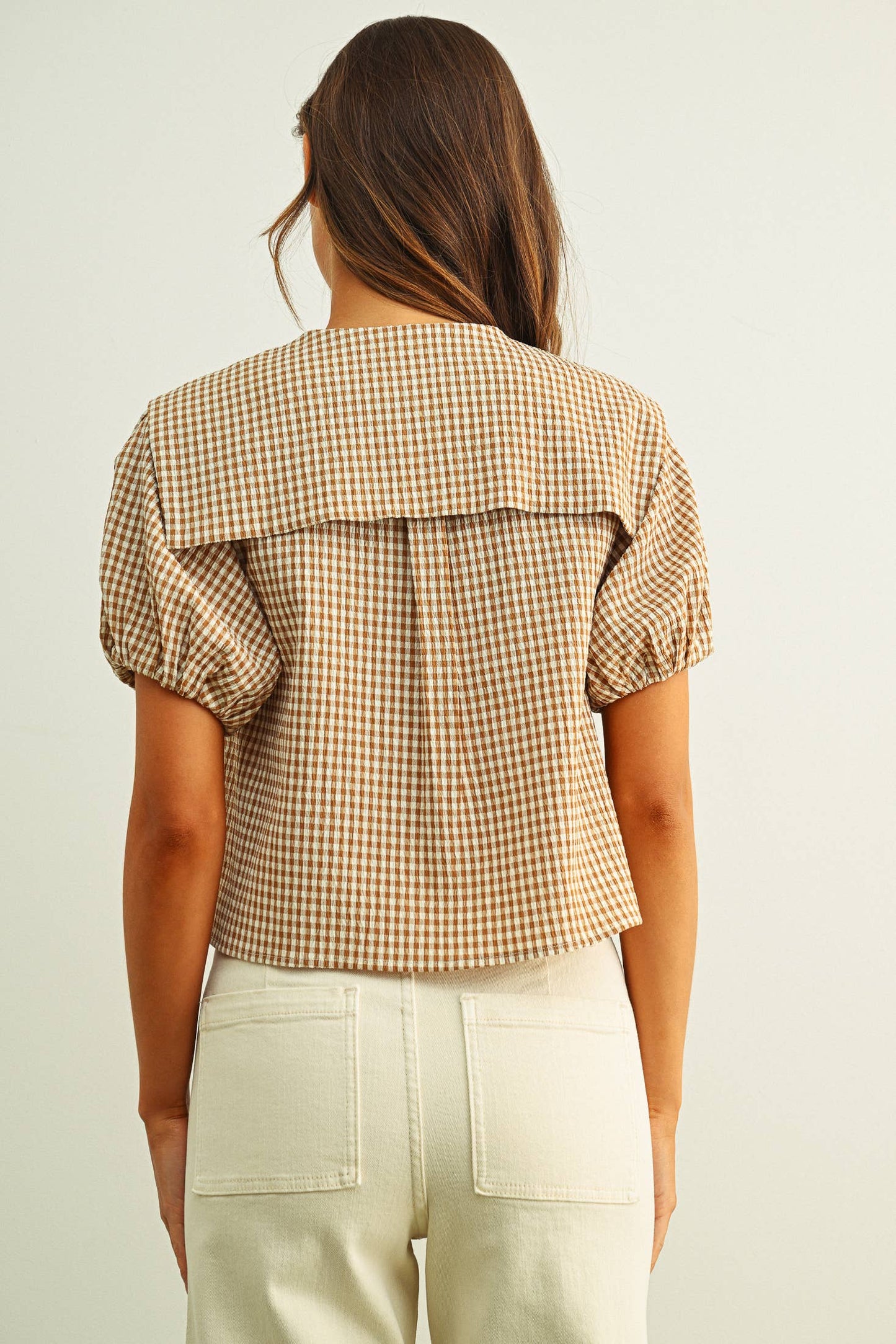 ELOISE- Front Tie Gingham Blouse