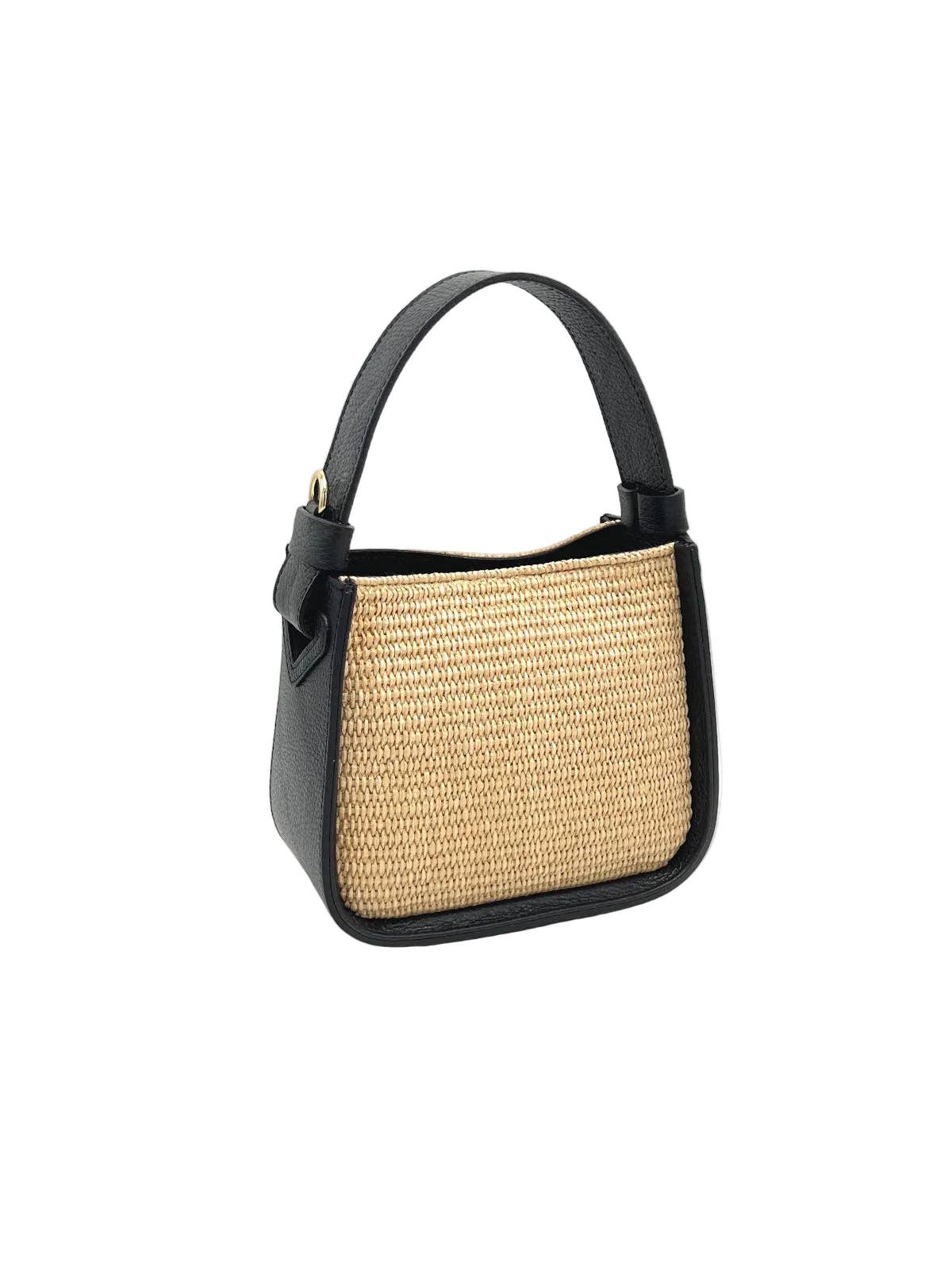 BELLA: Leather and Straw Bag Small Size