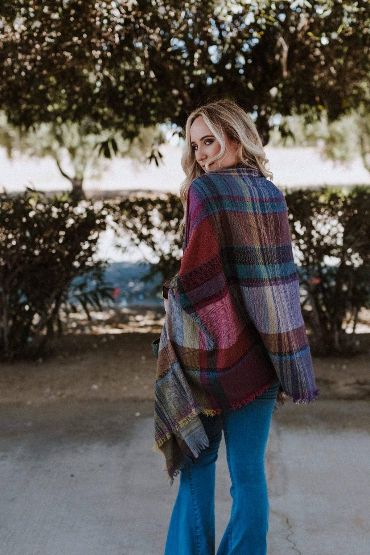 REECE: Plaid Pocket Ruana Wrap