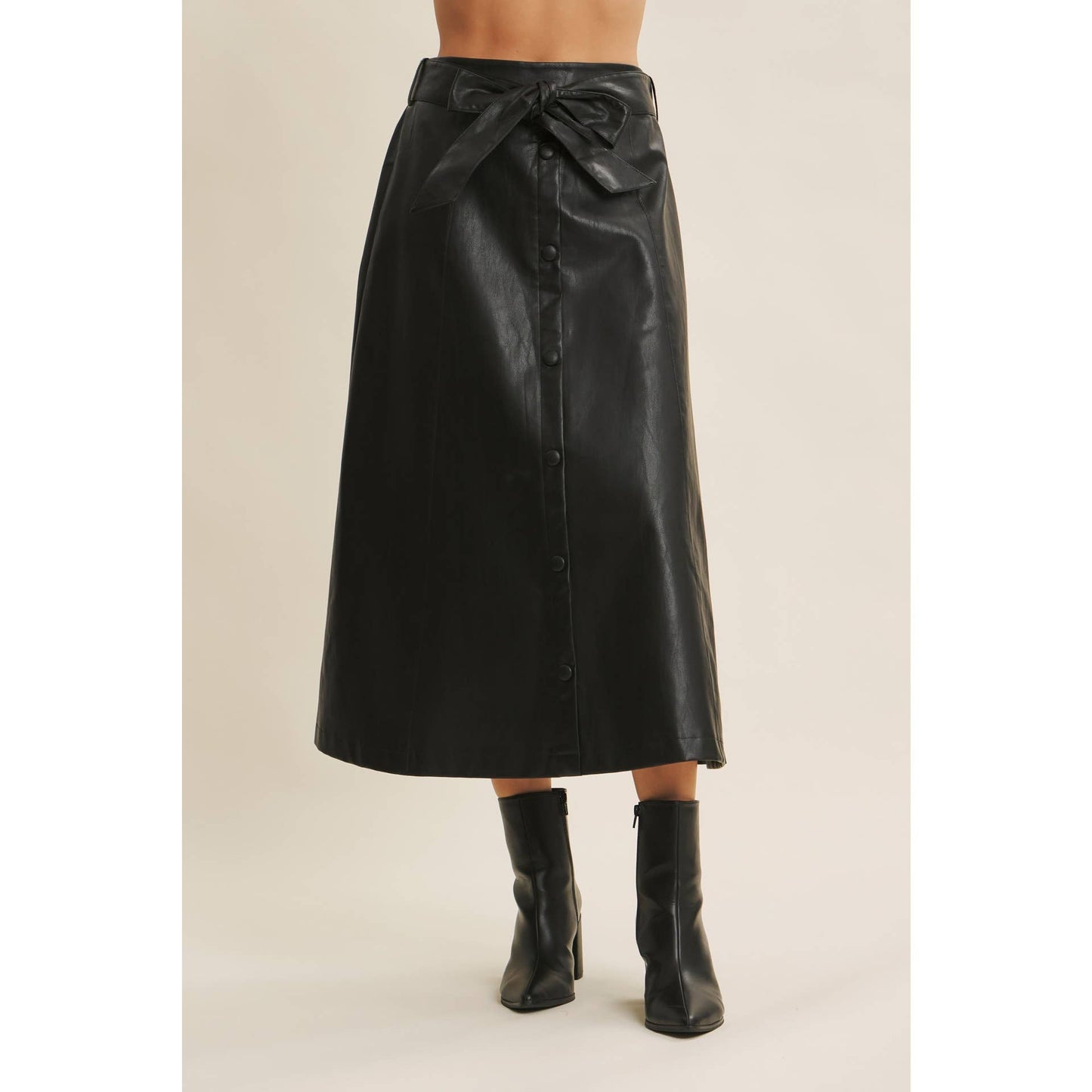 ALEXIS- Vegan Leather A-line Skirt