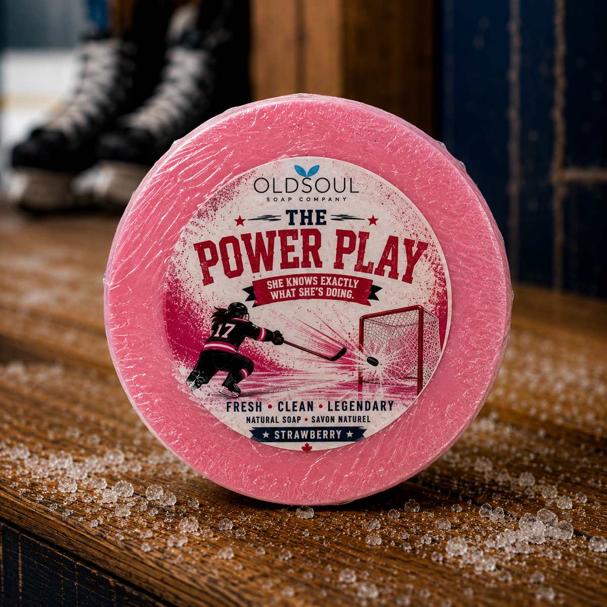 THE POWER PLAY — Strawberry Hockey Puck Soap + Tin