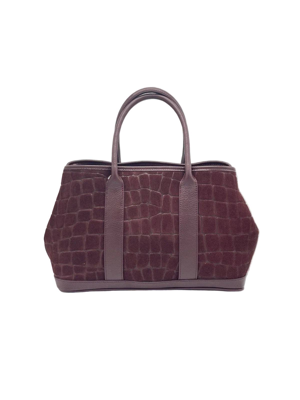 SOPHIE-Leather & Suede Croc-Embossed Bag