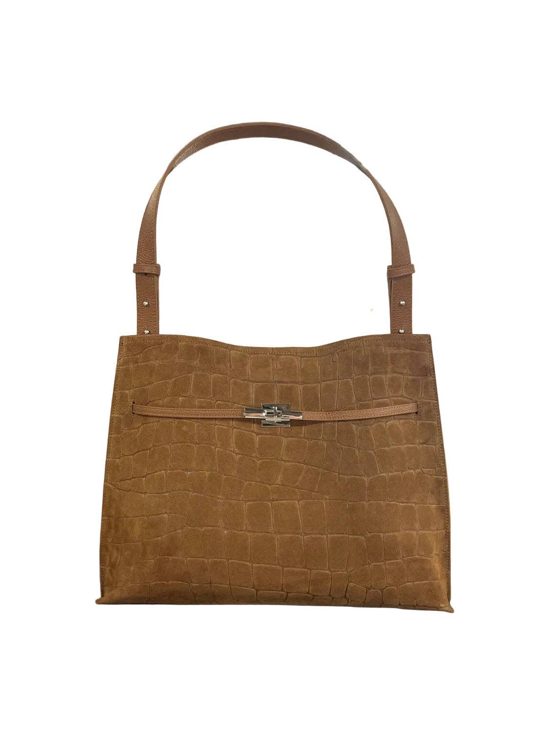 KODI- Leather & Suede Croc-Embossed Shoulder Tote