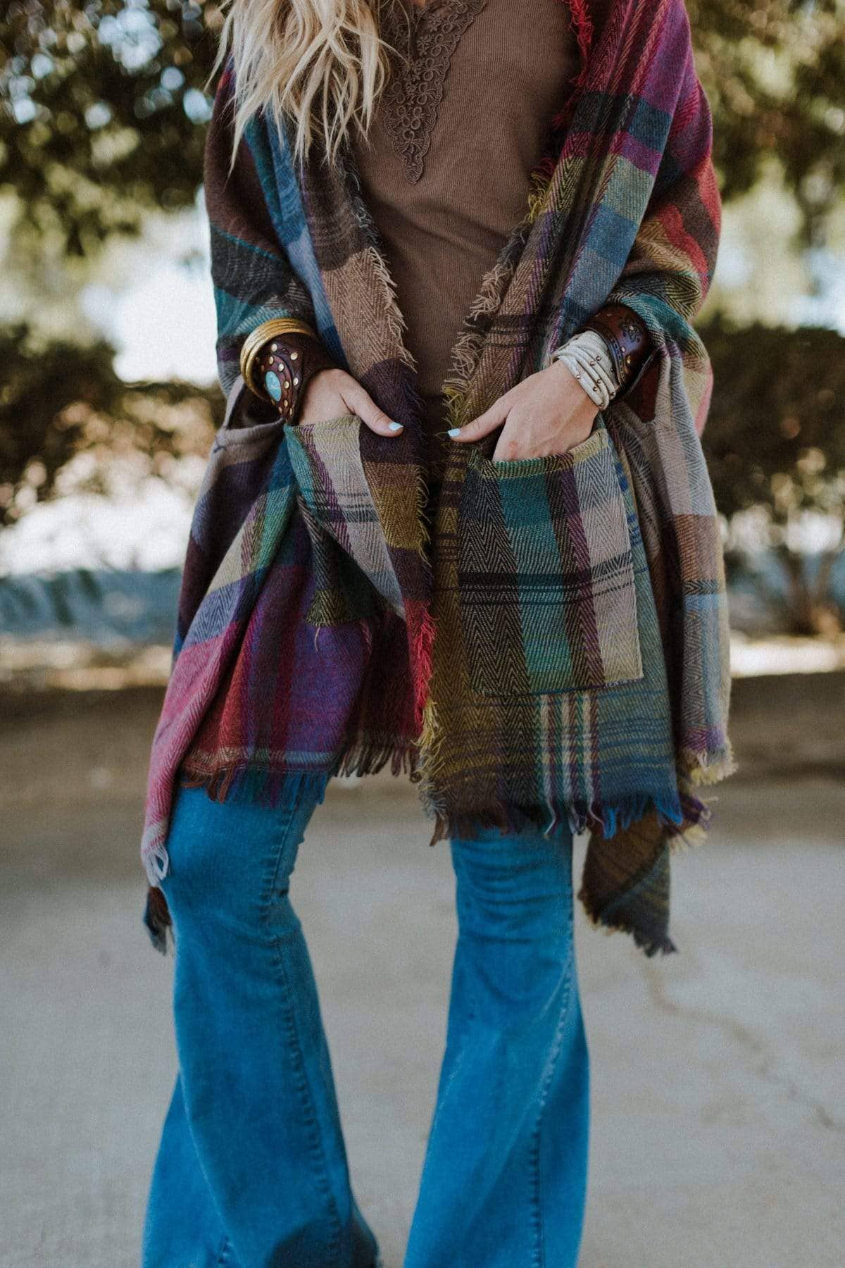 REECE: Plaid Pocket Ruana Wrap