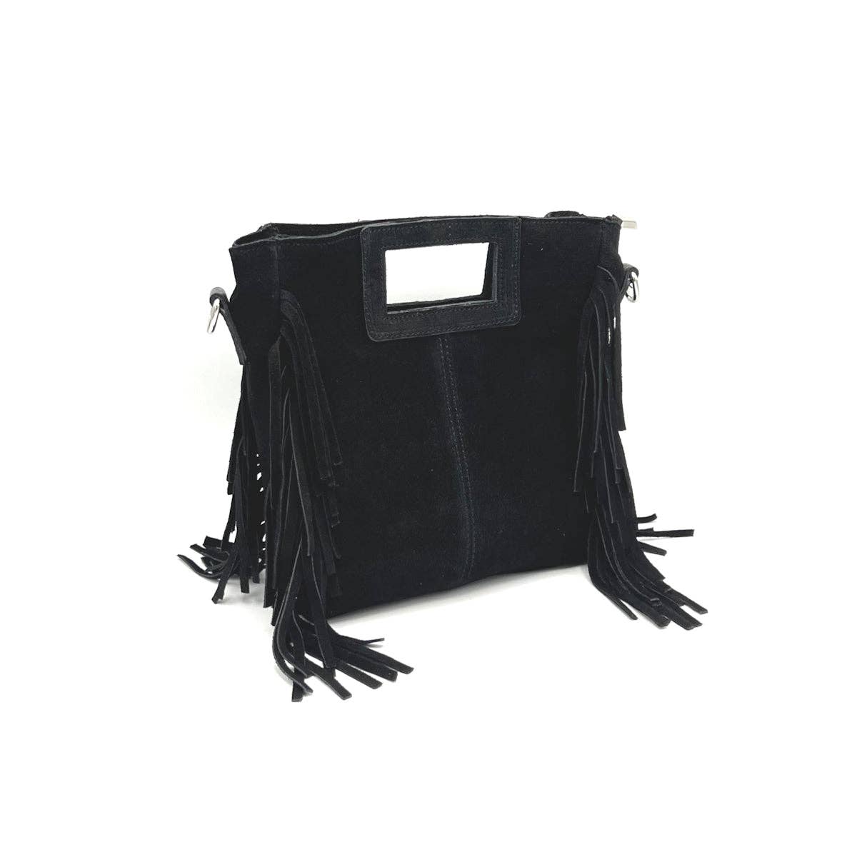 Suede fringe handbag, Made in Italy