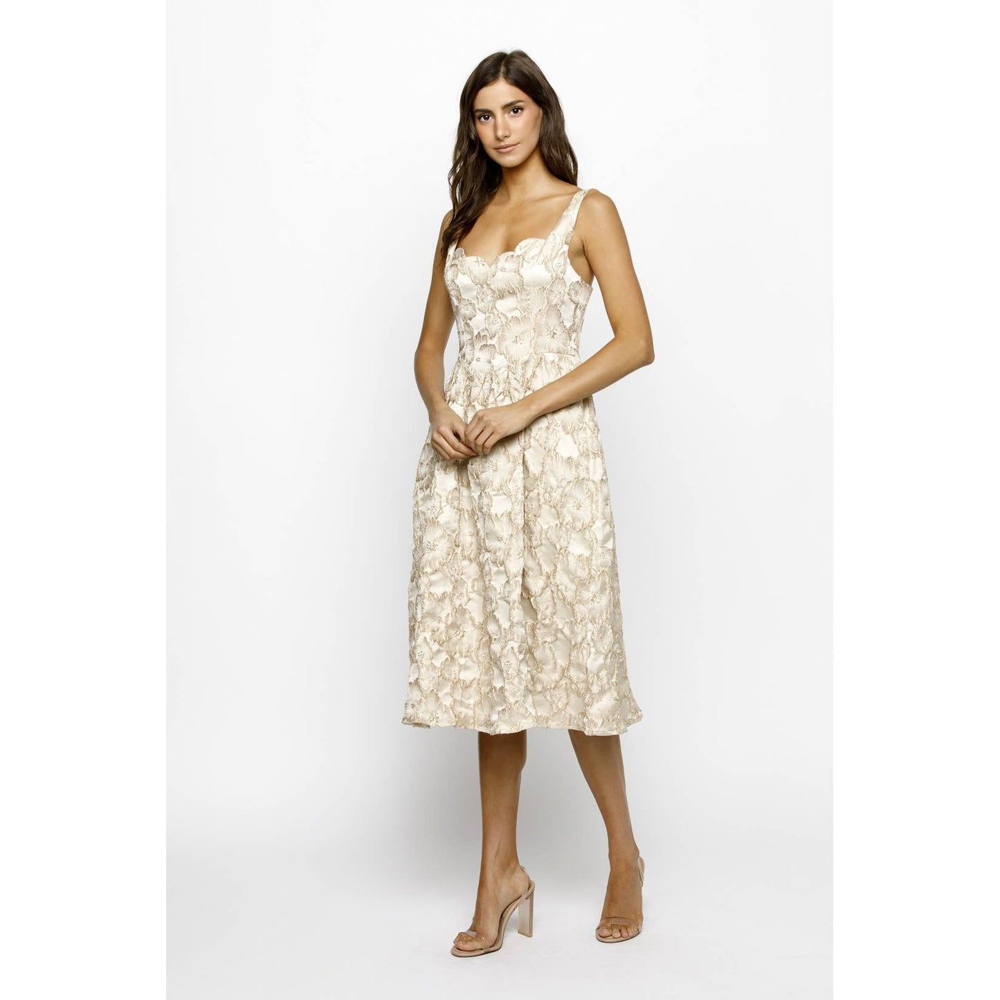 WYATT: Glitter Floral Midi Dress