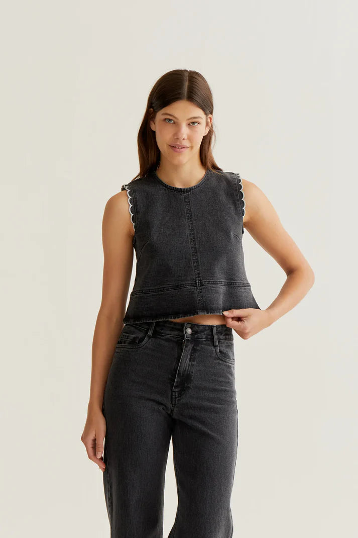 ONYX- Black Denim Top