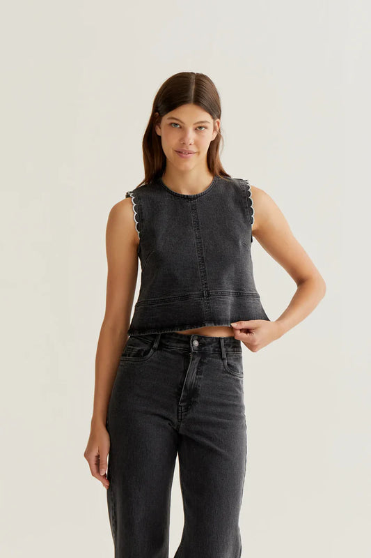 ONYX- Black Denim Top