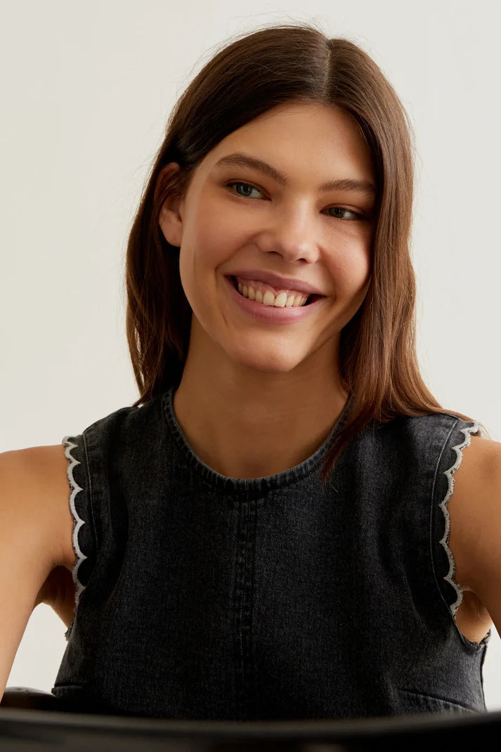 ONYX- Black Denim Top