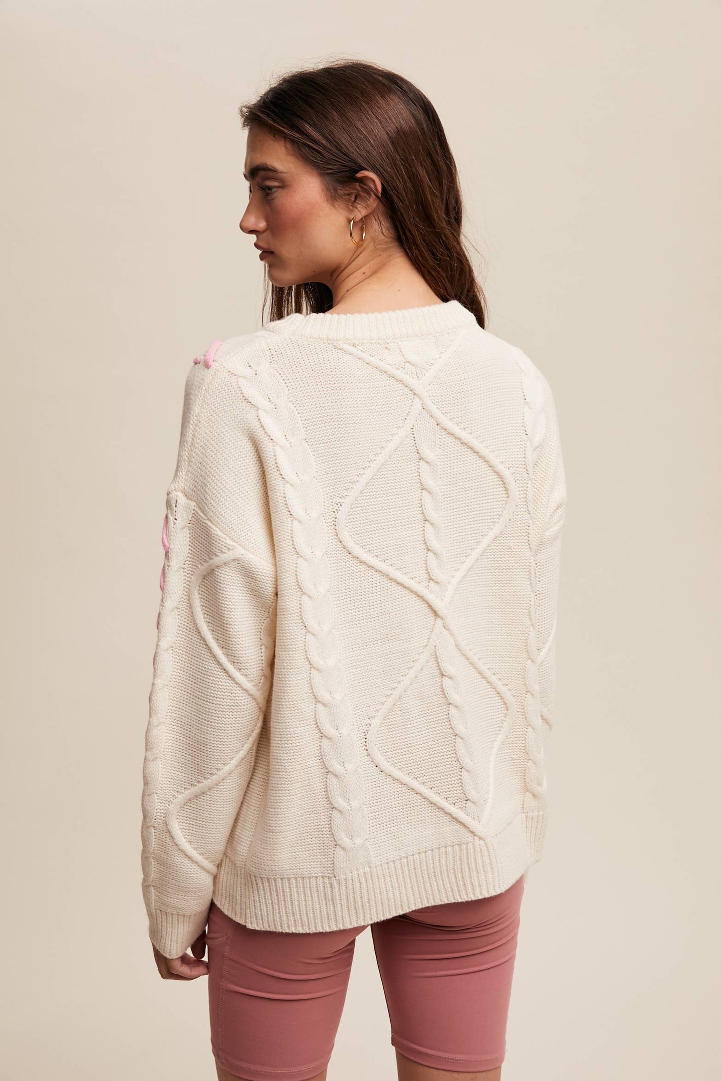 DOLLY- Lace Up Bow Sweater