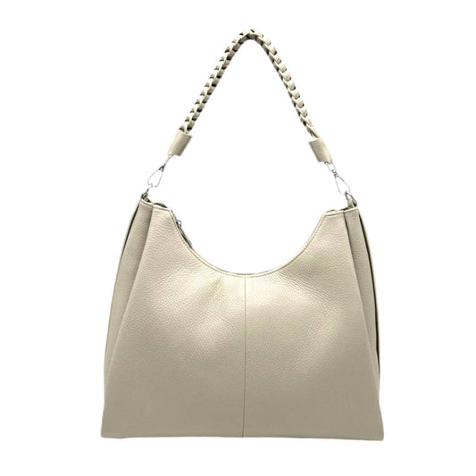 Genuine leather shoulder bag with strap, Made in Italy