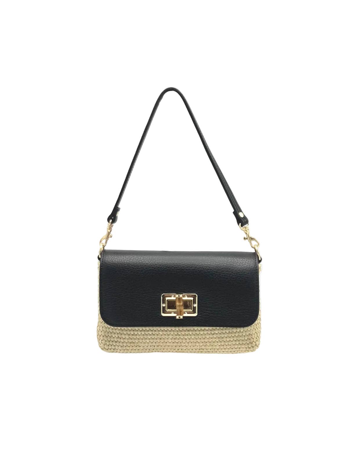 MARINA: Leather and Raffia Straw Mini