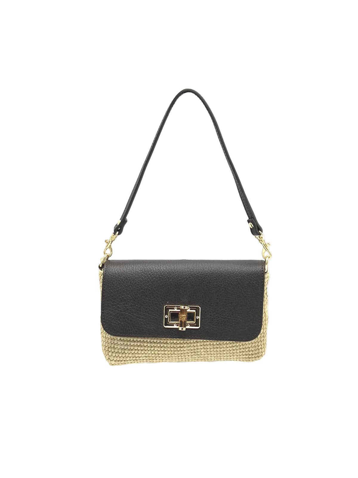 MARINA: Leather and Raffia Straw Mini