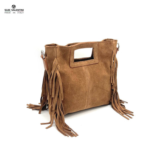 Suede fringe handbag, Made in Italy