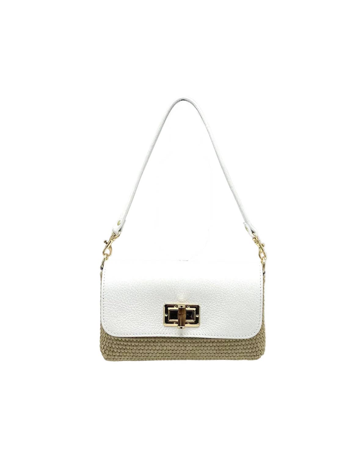 MARINA: Leather and Raffia Straw Mini