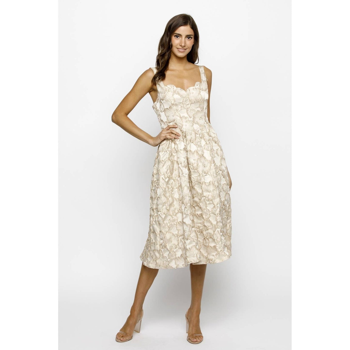 WYATT: Glitter Floral Midi Dress