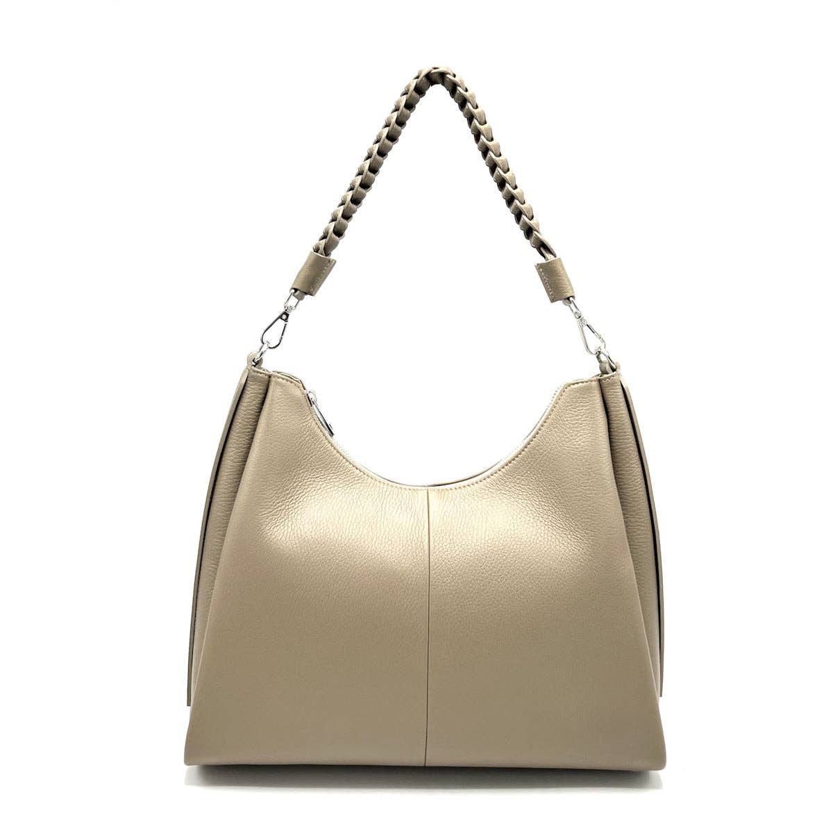 Genuine leather shoulder bag with strap, Made in Italy