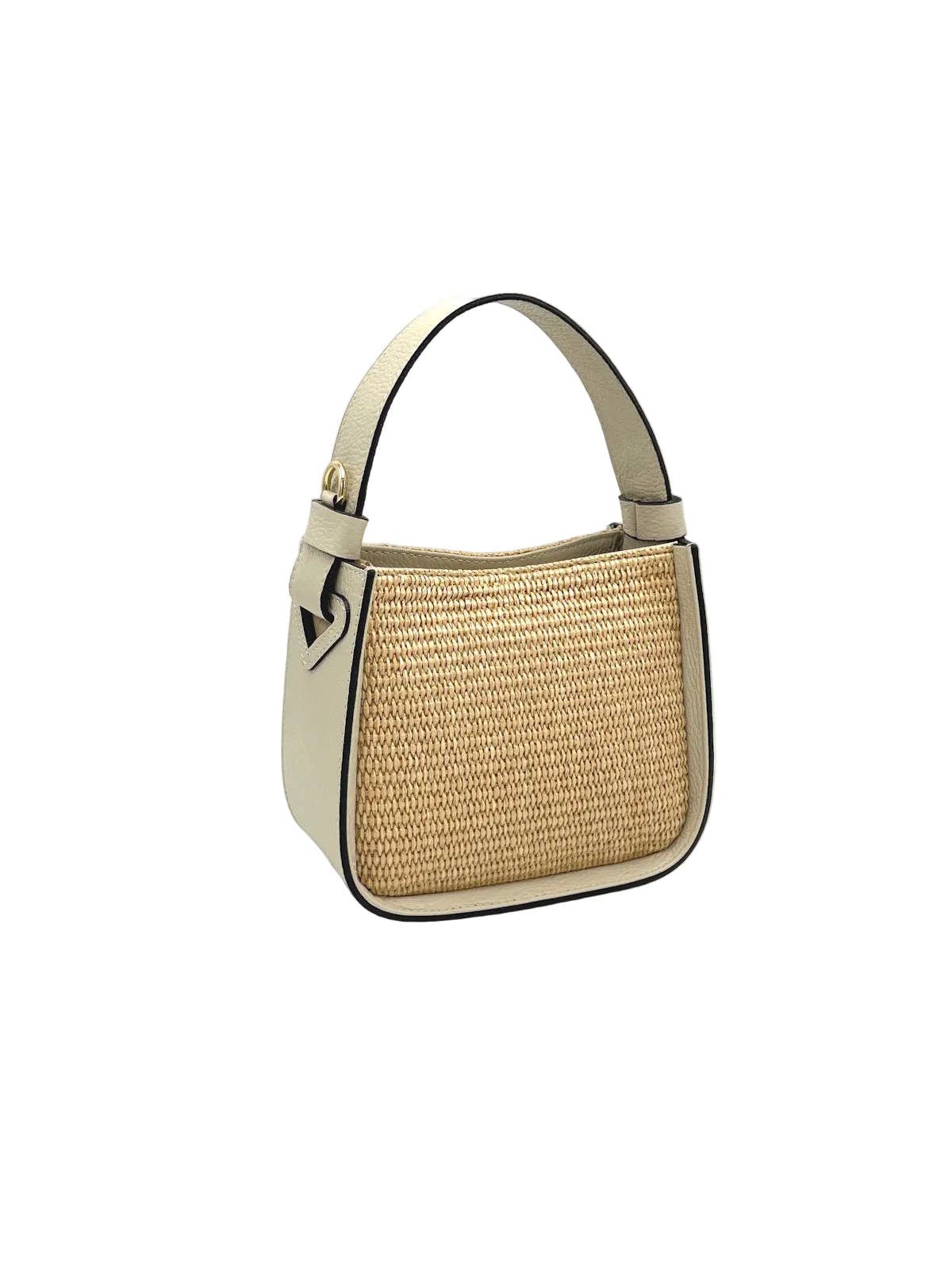 BELLA: Leather and Straw Bag Small Size