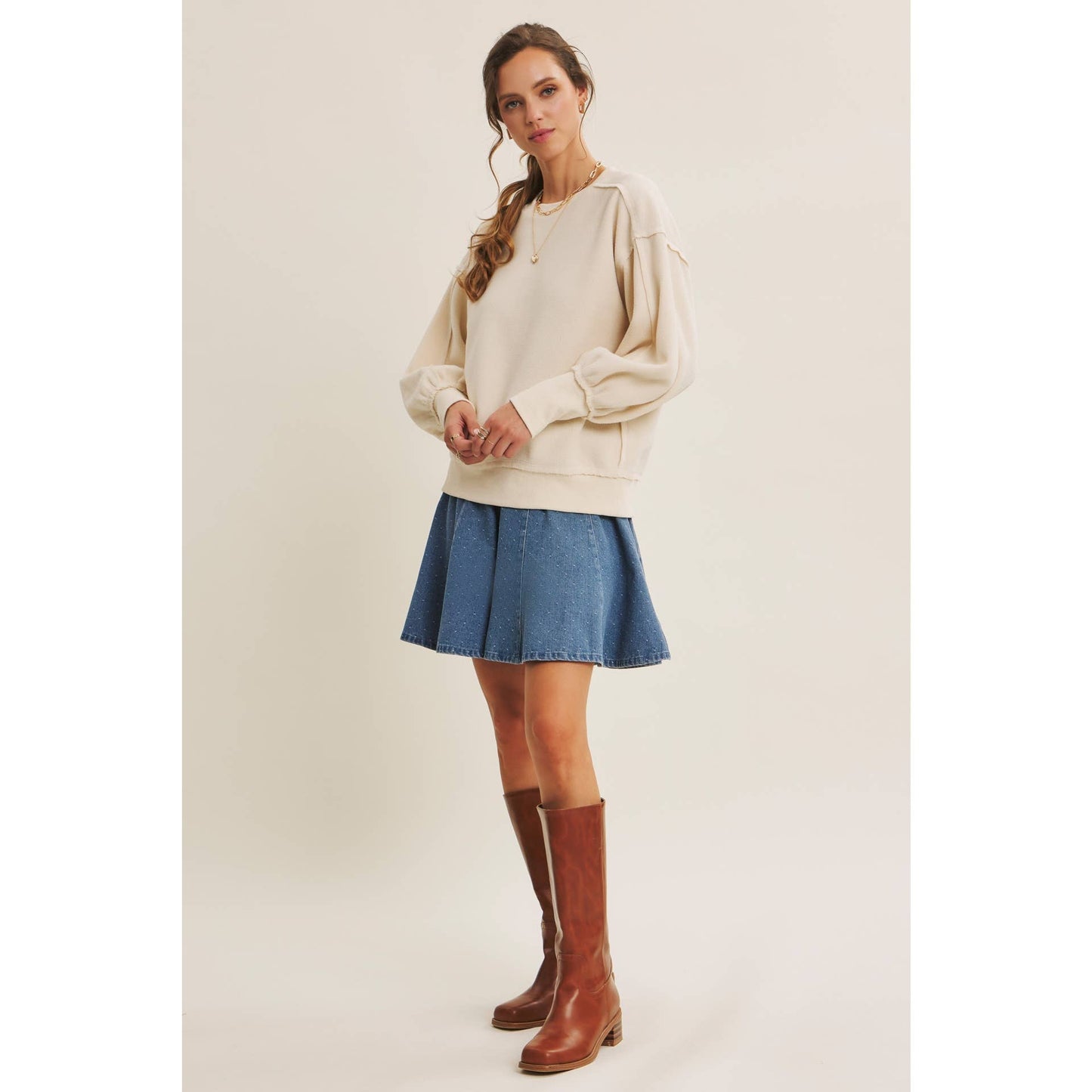 AMY- Denim Flare Mini Skirt