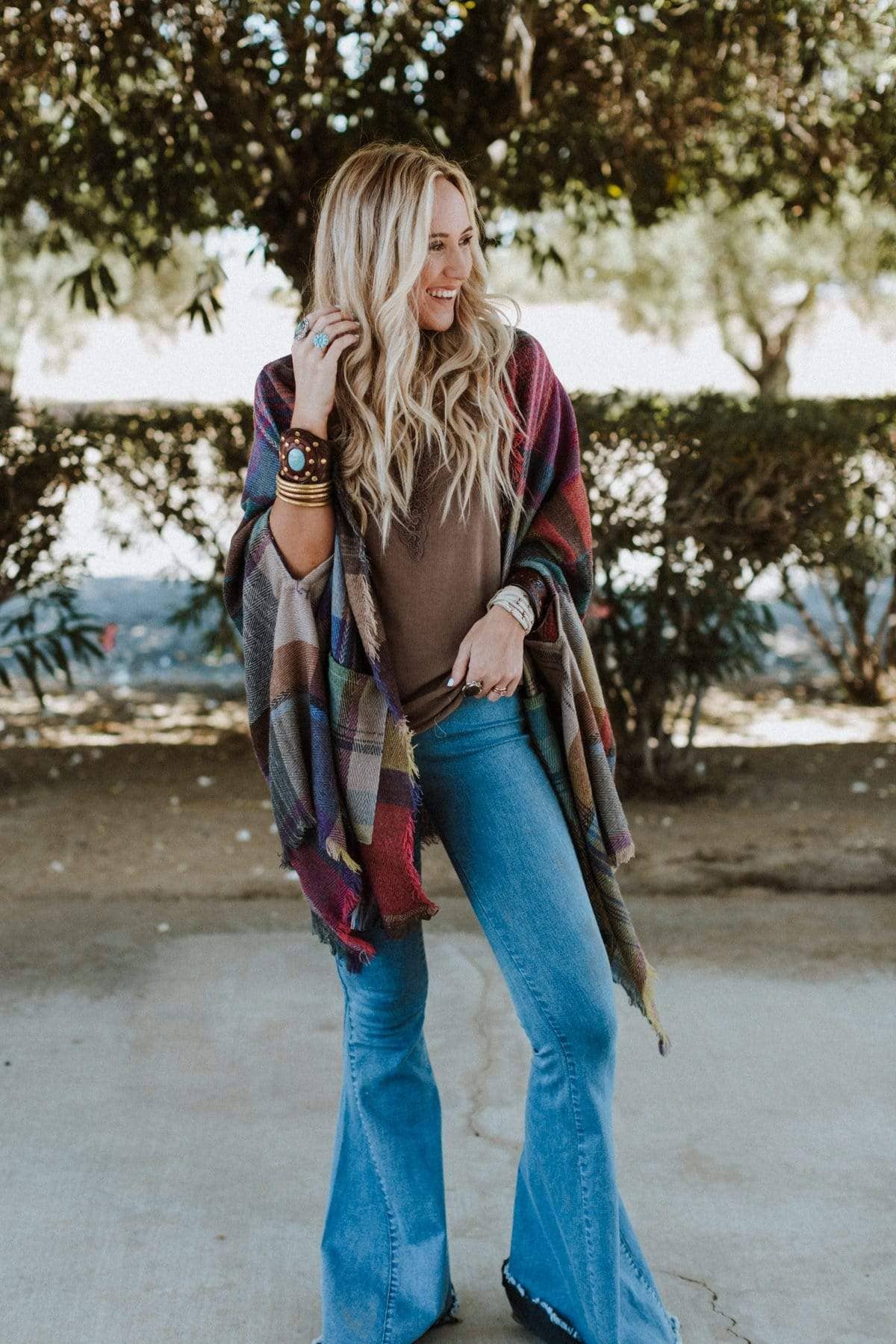 REECE: Plaid Pocket Ruana Wrap