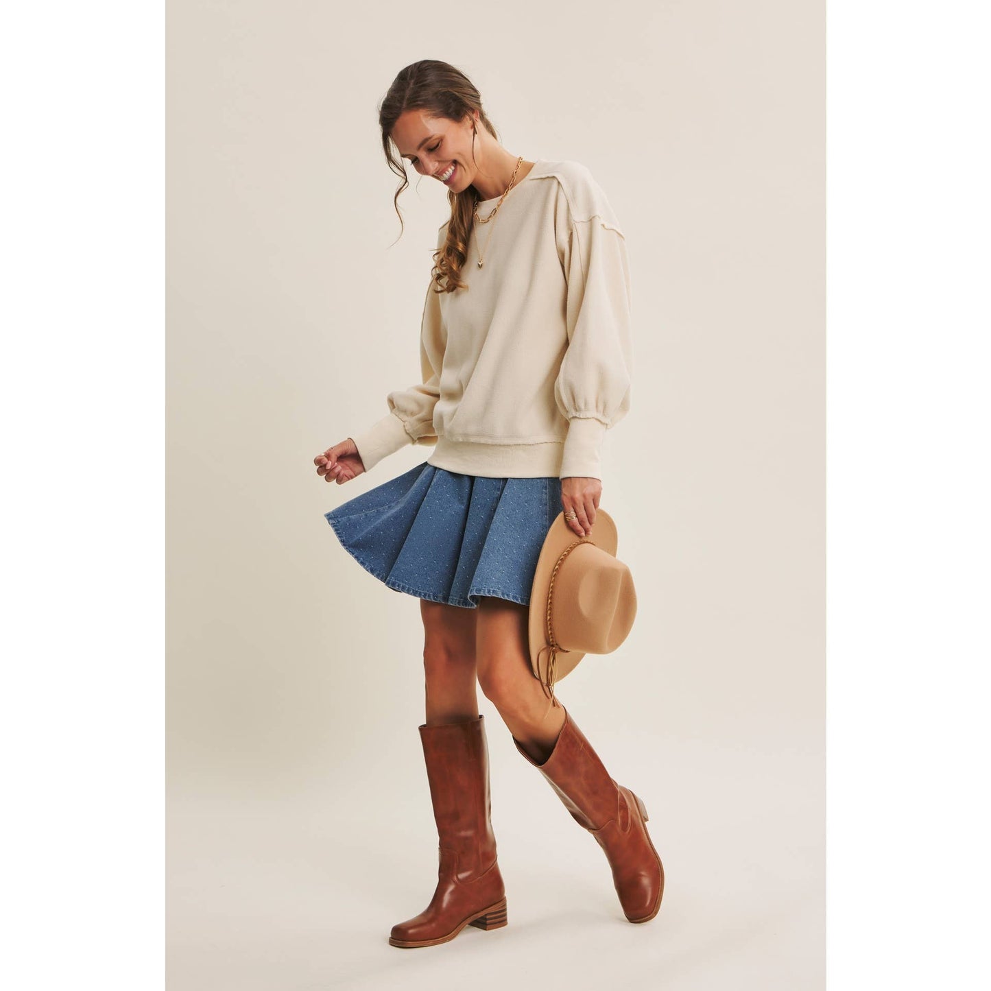 AMY- Denim Flare Mini Skirt