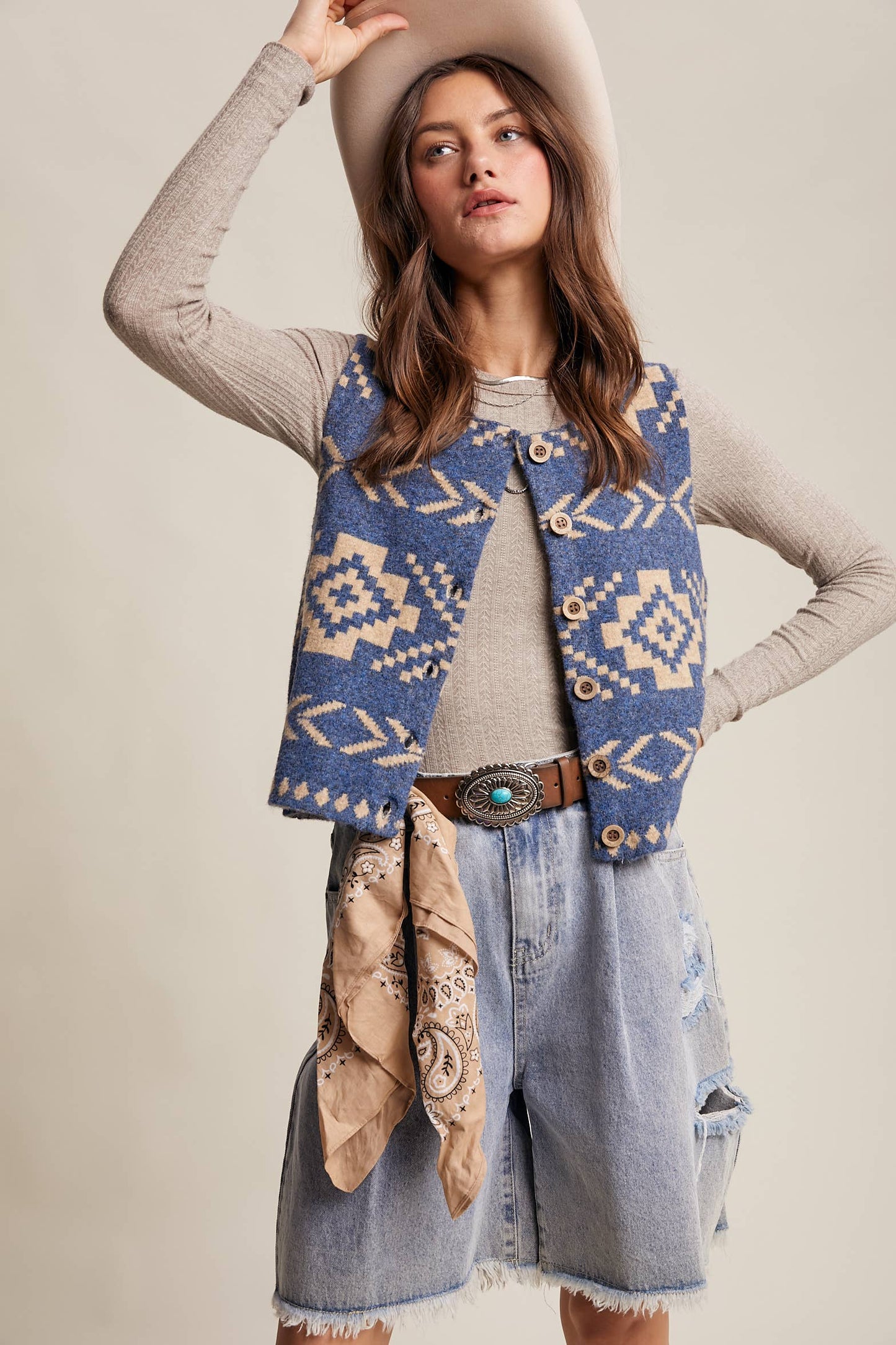 KALEIGH: Southwestern Button Vest