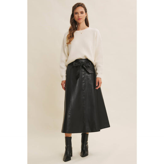 ALEXIS- Vegan Leather A-line Skirt