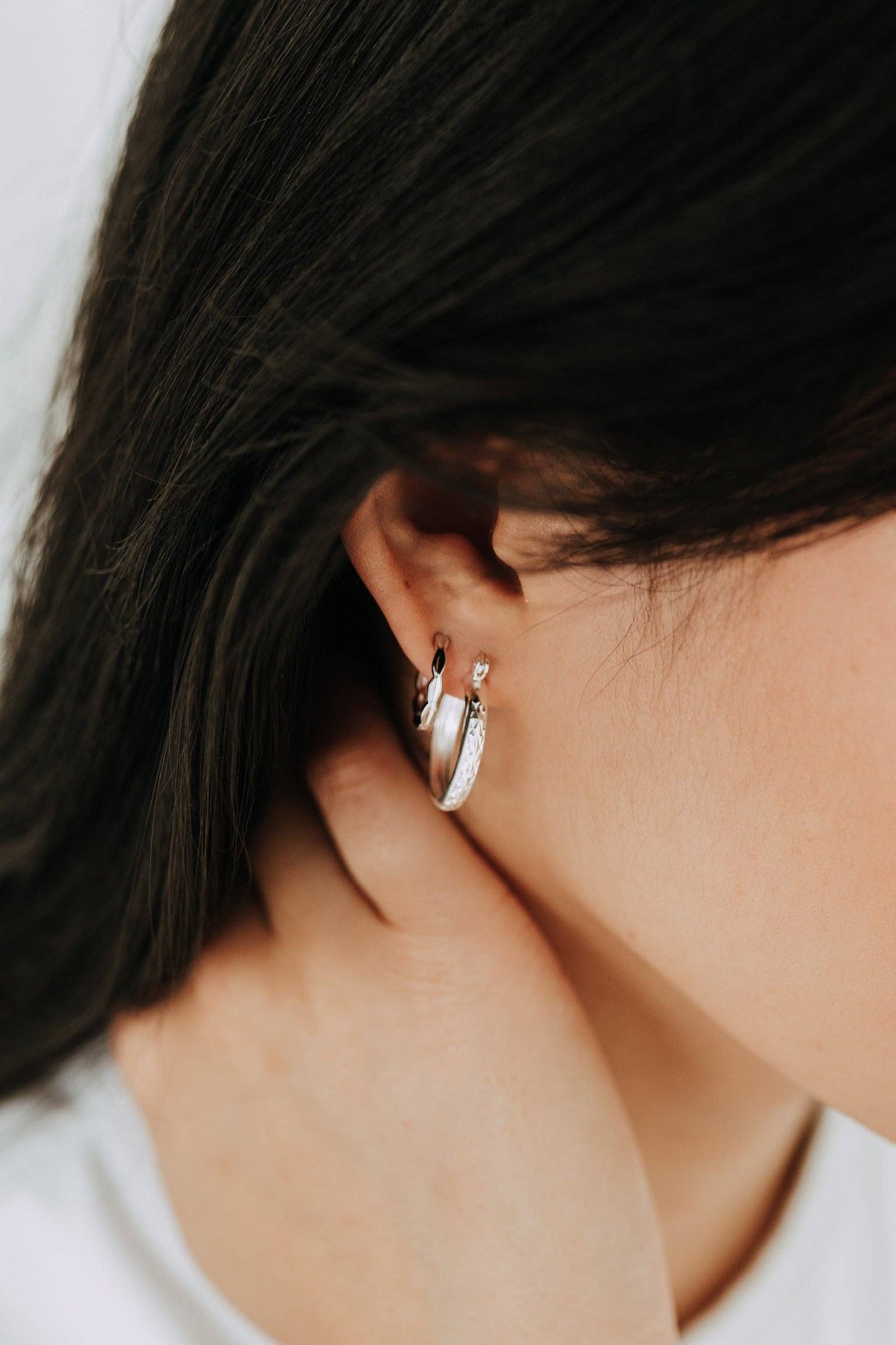 Etch Hoops / Sterling Silver
