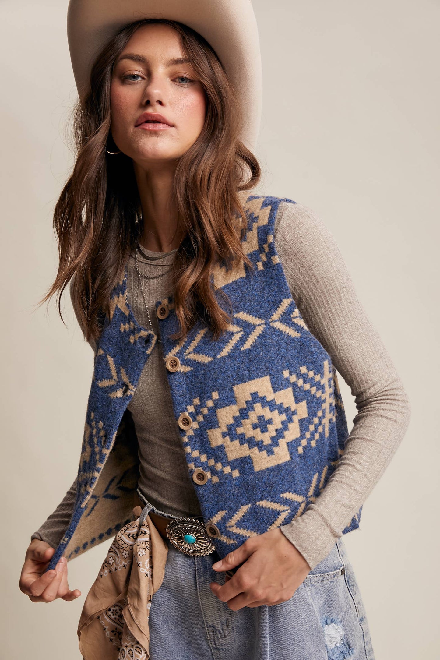 KALEIGH: Southwestern Button Vest
